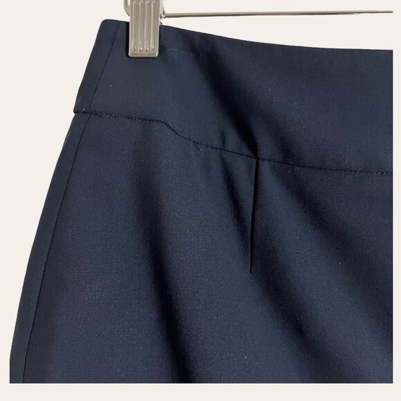 BOSS Hugo Boss Solid Navy Blue Virgin Wool A-Line Pencil Skirt Size 8 - Picture 6 of 9